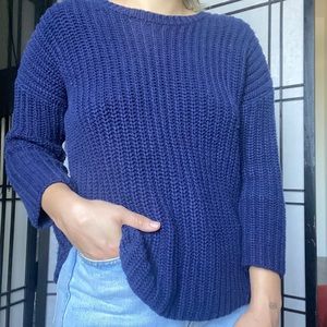 Navy Blue Chunky Knit Sweater